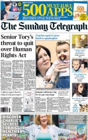 The Sunday Telegraph Newspaper Front Page (UK) for 24 May 2015