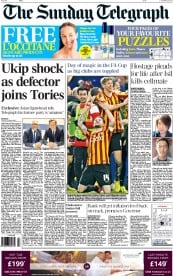 The Sunday Telegraph Newspaper Front Page (UK) for 25 January 2015