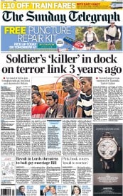 The Sunday Telegraph Newspaper Front Page (UK) for 26 May 2013