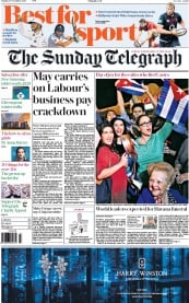 The Sunday Telegraph (UK) Newspaper Front Page for 27 November 2016