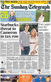 The Sunday Telegraph (UK) Newspaper Front Page for 27 January 2013