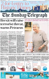 The Sunday Telegraph (UK) Newspaper Front Page for 27 March 2016