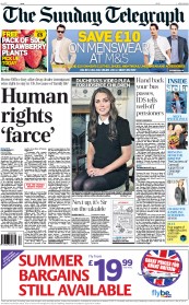 The Sunday Telegraph (UK) Newspaper Front Page for 28 April 2013