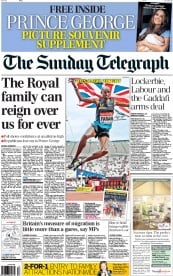 The Sunday Telegraph (UK) Newspaper Front Page for 28 July 2013