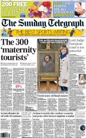 The Sunday Telegraph Newspaper Front Page (UK) for 29 December 2013