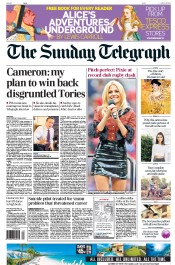 The Sunday Telegraph Newspaper Front Page (UK) for 29 March 2015
