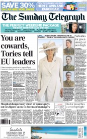 The Sunday Telegraph Newspaper Front Page (UK) for 29 June 2014