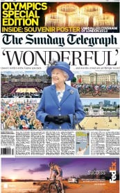 The Sunday Telegraph (UK) Newspaper Front Page for 29 July 2012