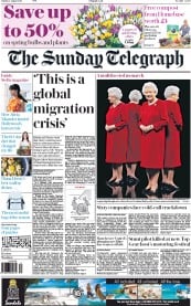 The Sunday Telegraph Newspaper Front Page (UK) for 2 August 2015