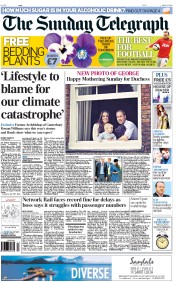 The Sunday Telegraph Newspaper Front Page (UK) for 30 March 2014