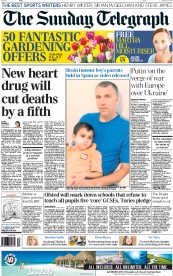 The Sunday Telegraph (UK) Newspaper Front Page for 31 August 2014