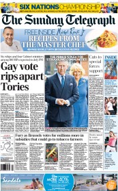 The Sunday Telegraph Newspaper Front Page (UK) for 3 February 2013