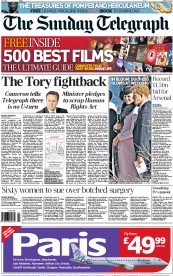 The Sunday Telegraph (UK) Newspaper Front Page for 3 March 2013