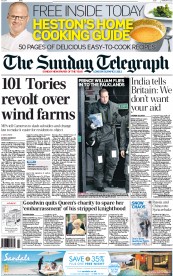 The Sunday Telegraph Newspaper Front Page (UK) for 5 February 2012