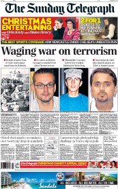 The Sunday Telegraph (UK) Newspaper Front Page for 7 December 2014