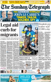 The Sunday Telegraph Newspaper Front Page (UK) for 7 April 2013