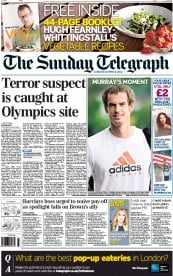 The Sunday Telegraph Newspaper Front Page (UK) for 8 July 2012