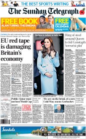 The Sunday Telegraph Newspaper Front Page (UK) for 9 November 2014
