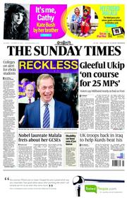The Sunday Times (UK) Newspaper Front Page for 12 October 2014
