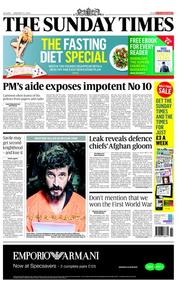 The Sunday Times (UK) Newspaper Front Page for 13 January 2013