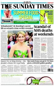 The Sunday Times (UK) Newspaper Front Page for 14 July 2013