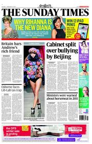The Sunday Times (UK) Newspaper Front Page for 17 February 2013