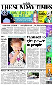 The Sunday Times (UK) Newspaper Front Page for 19 June 2011