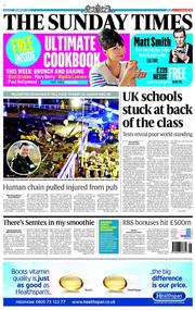 The Sunday Times (UK) Newspaper Front Page for 1 December 2013