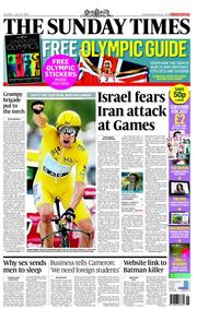 The Sunday Times (UK) Newspaper Front Page for 22 July 2012