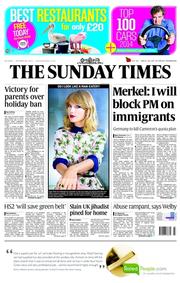 The Sunday Times (UK) Newspaper Front Page for 26 October 2014