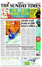 The Sunday Times (UK) Newspaper Front Page for 28 October 2012