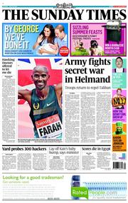 The Sunday Times (UK) Newspaper Front Page for 28 July 2013