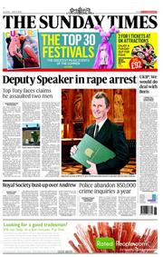 The Sunday Times (UK) Newspaper Front Page for 5 May 2013