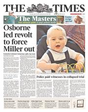 The Times (UK) Newspaper Front Page for 10 April 2014