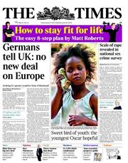 The Times (UK) Newspaper Front Page for 11 January 2013