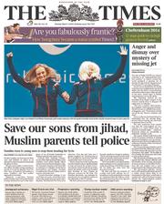 The Times (UK) Newspaper Front Page for 11 March 2014