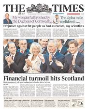 The Times (UK) Newspaper Front Page for 11 September 2014