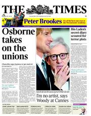 The Times (UK) Newspaper Front Page for 12 May 2011