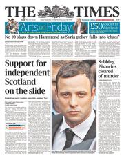 The Times (UK) Newspaper Front Page for 12 September 2014