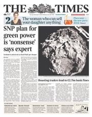 The Times (UK) Newspaper Front Page for 13 November 2014