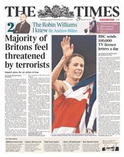 The Times (UK) Newspaper Front Page for 13 August 2014