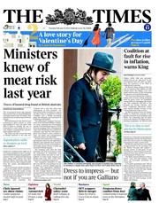 The Times (UK) Newspaper Front Page for 14 February 2013