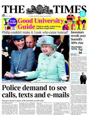 The Times (UK) Newspaper Front Page for 14 June 2012