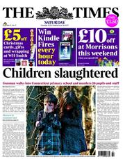The Times (UK) Newspaper Front Page for 15 December 2012
