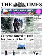 The Times (UK) Newspaper Front Page for 15 January 2013
