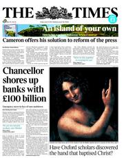 The Times (UK) Newspaper Front Page for 15 June 2012
