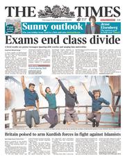 The Times (UK) Newspaper Front Page for 15 August 2014