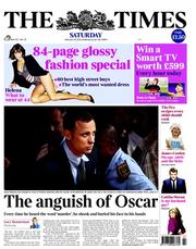 The Times (UK) Newspaper Front Page for 16 February 2013