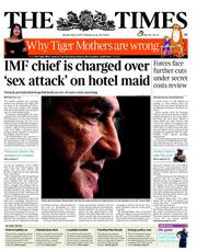 The Times (UK) Newspaper Front Page for 16 May 2011