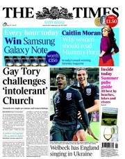 The Times (UK) Newspaper Front Page for 16 June 2012